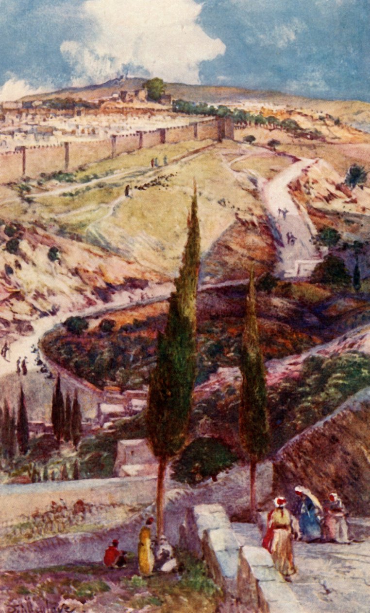 الطرف الشمالي الشرقي من القدس والمصفاة من جبل الزيتون ، 1902. بواسطة جون فوليلوف