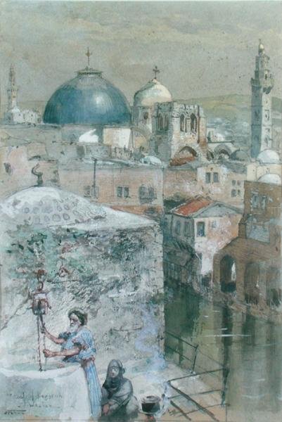 بركة حزقيا في نور الصباح حوالي 1902 (ألوان مائية على ورق) بواسطة جون فوليلوف