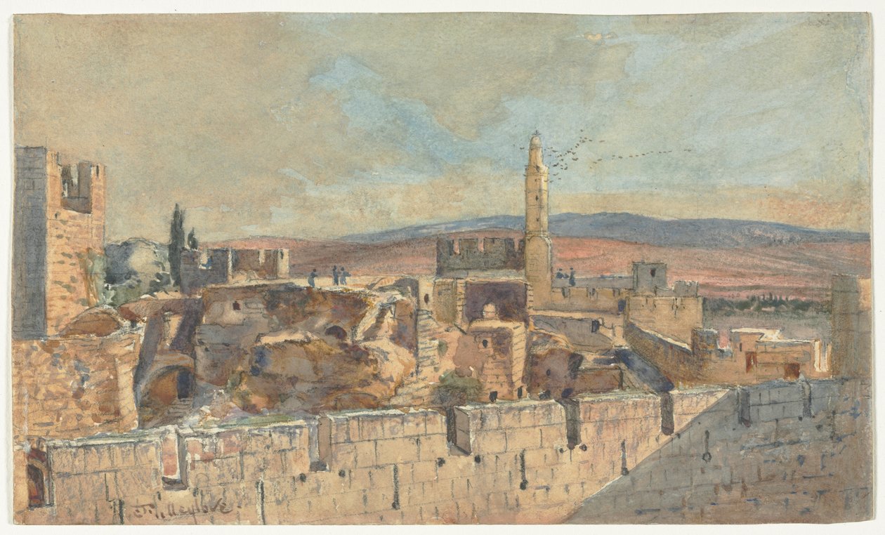منظر لمدينة القدس القديمة ، النصف الثاني من القرن التاسع عشر. بواسطة جون فولي لوف