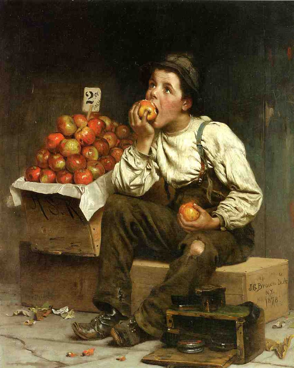 صبي يأكل التفاح ، 1878 بواسطة جون جورج براون