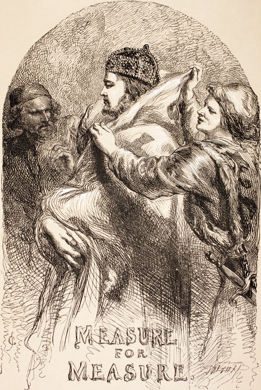 رسم توضيحي لـ Measure for Measure ، من "المكتبة المصورة شكسبير" ، منشور في لندن عام 1890 بواسطة جون جيلبرت