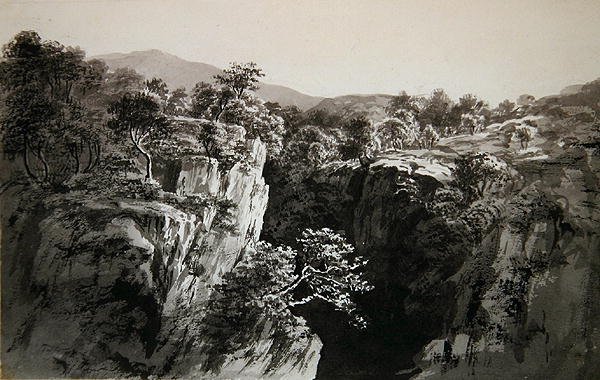 On the Conway، West Penmachno (غسيل بالحبر على الورق) بواسطة جون جلوفر