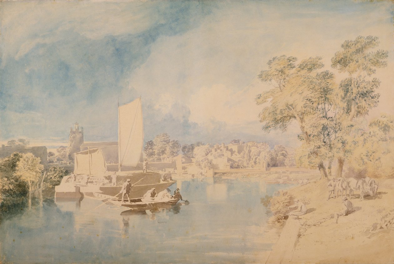 نهر التايمز في ايزلورث ، c.1805-10 (الجرافيت ومرحاض على ورق مسدود) بواسطة جون جلوفر
