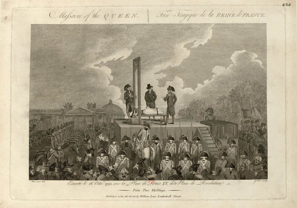 إعدام ماري أنطوانيت في 16 أكتوبر 1793 ، 1793-1794. بواسطة جون جولدار