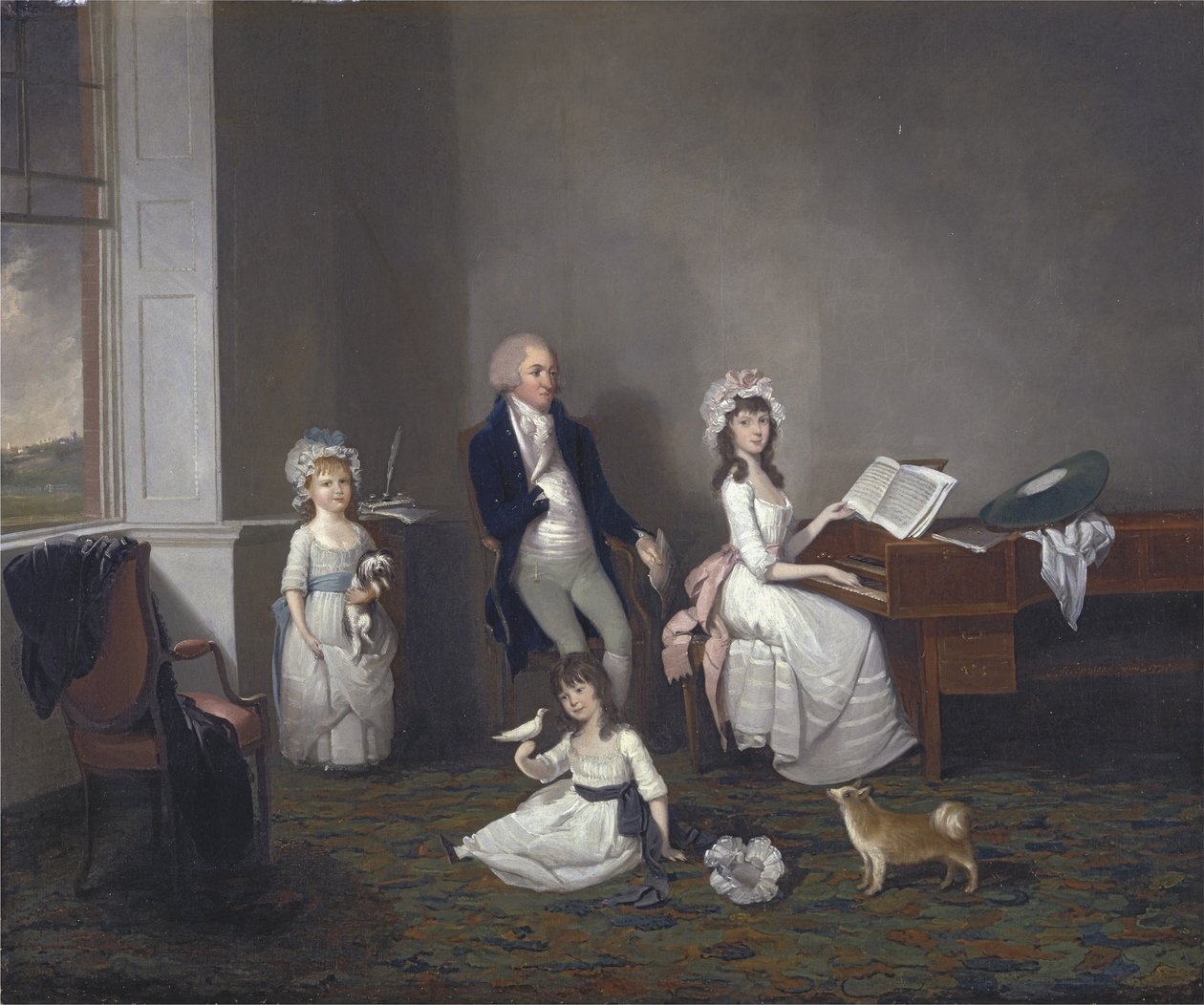 جون ريتشارد كومينز من Hylands Essex مع بناته ، 1775 بواسطة جون غرينوود