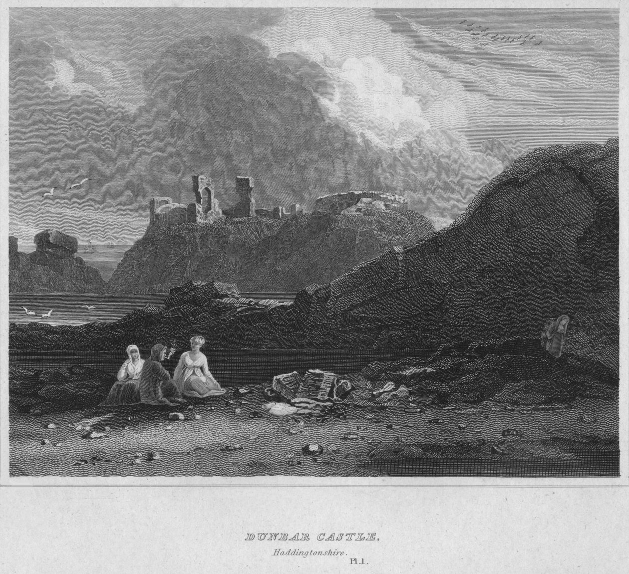 قلعة دنبار ، Haddingtonshire ، 1814 بواسطة جون جريج