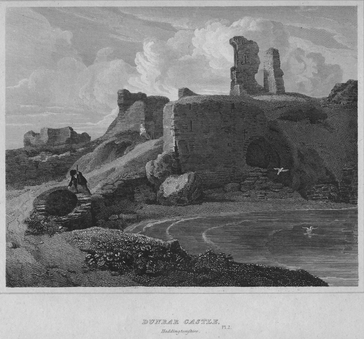 قلعة دنبار ، Haddingtonshire ، 1814 بواسطة جون جريج