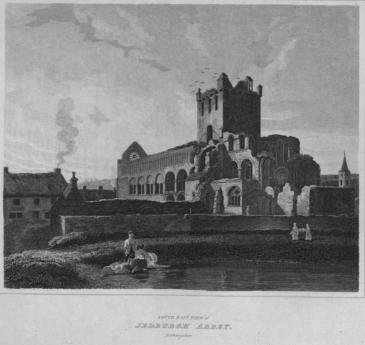 المنظر الجنوبي الشرقي لدير جيدبورج. روكسبيرشاير ، 1814 بواسطة جون جريج