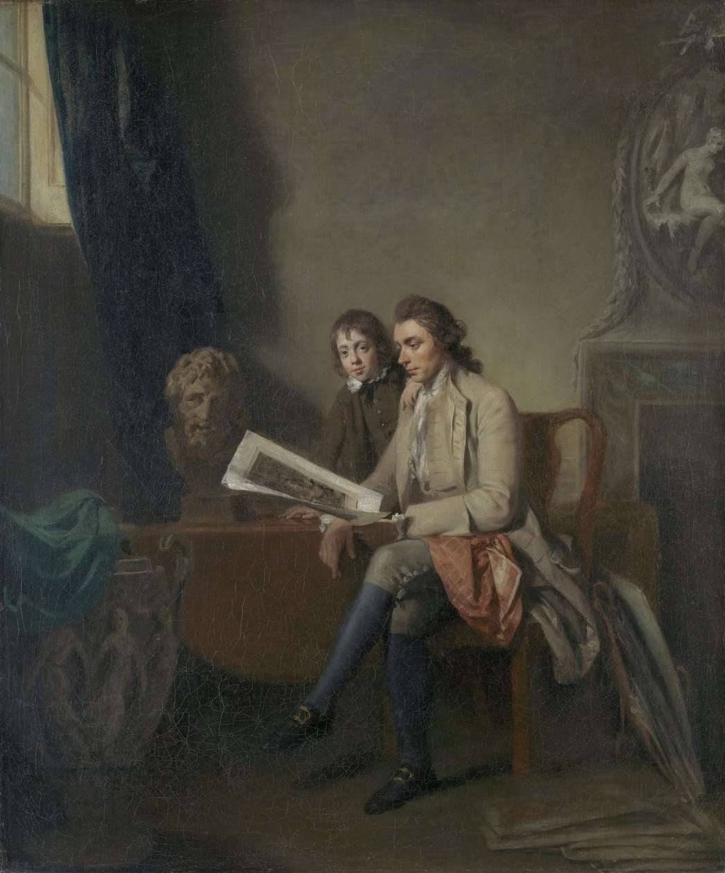 صورة لرجل وصبي ينظر إلى المطبوعات ، c.1765-70 بواسطة جون هاميلتون مورتيمر