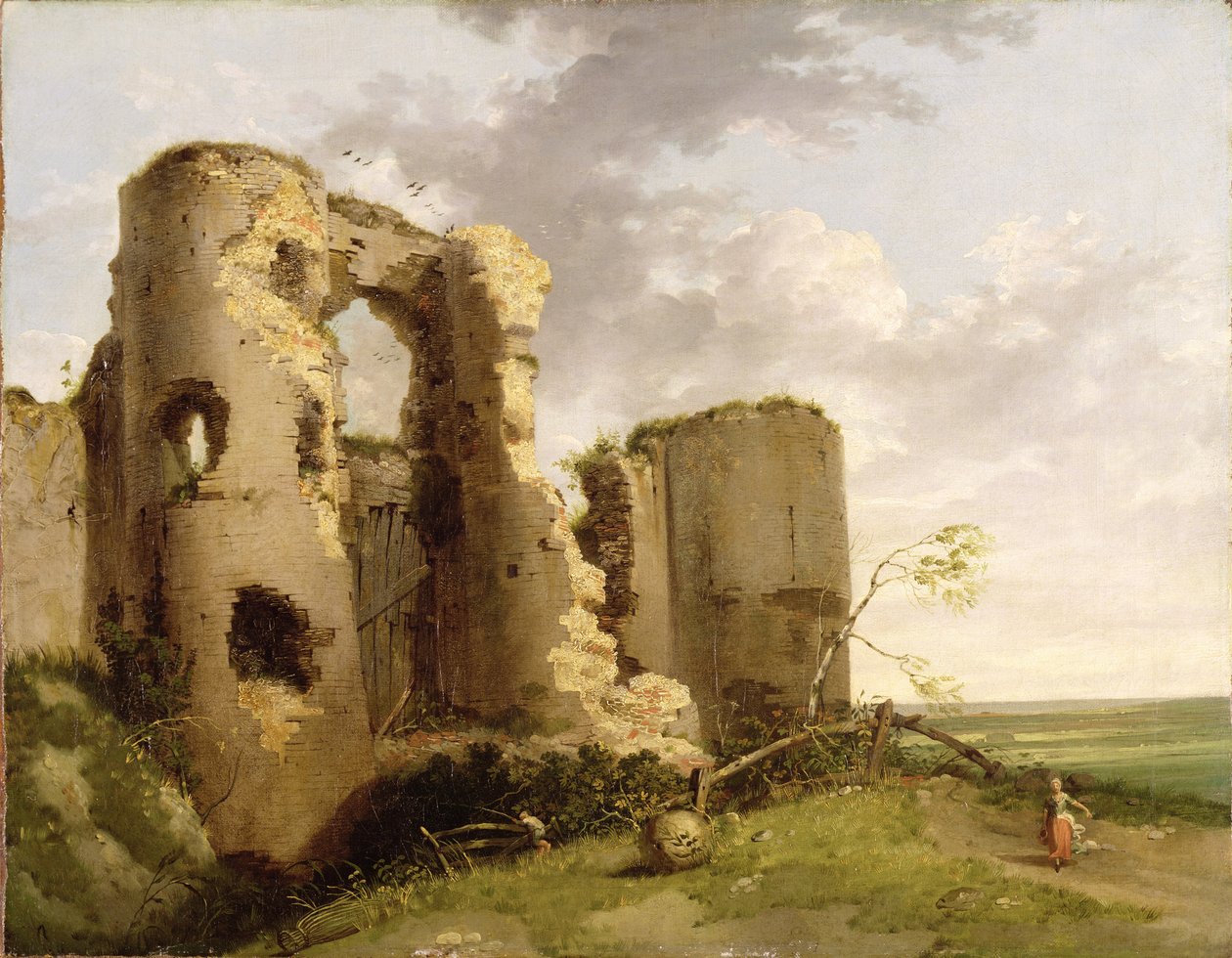 منظر البوابة الغربية لقلعة بيفينسي ، ساسكس ، حوالي عام 1774 (زيت على قماش) بواسطة جون هاميلتون مورتيمر