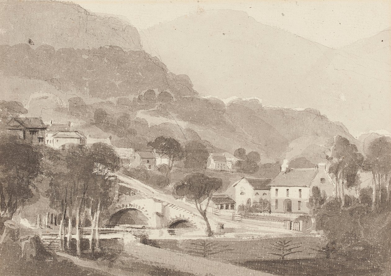 Brathay Bridge & Old Brathay ، مقاطعة ليك ، كمبريا ، 1820 (مرحاض على ورق) بواسطة جون هاردن
