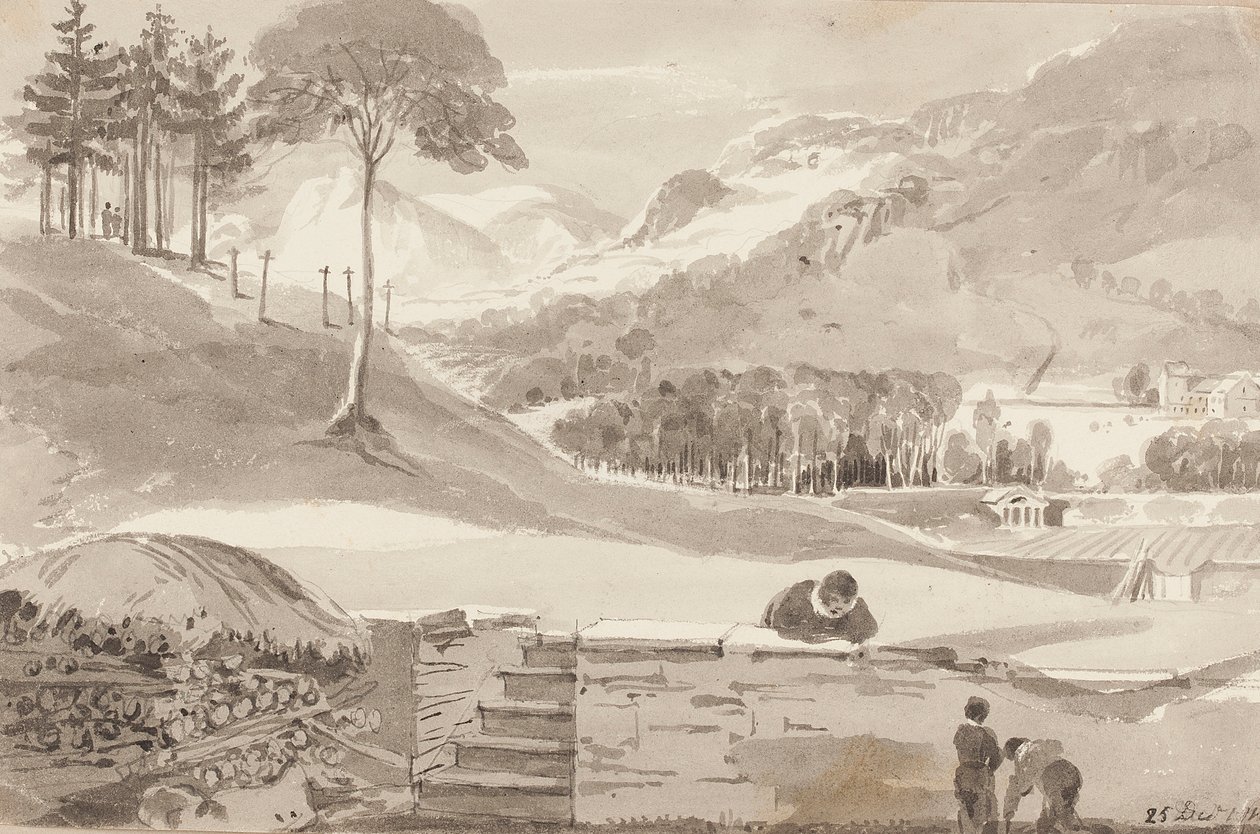 حقل براتاي ، مقاطعة ليك ، كمبريا ، 1819 (مرحاض على ورق) بواسطة جون هاردن