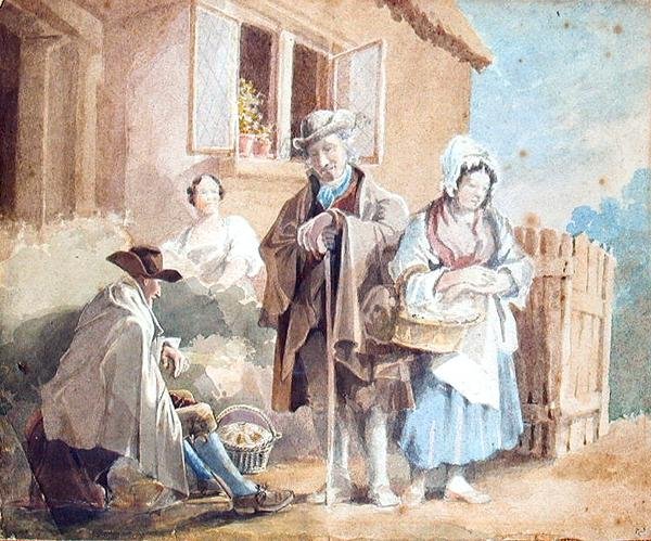 خارج كوخ (ألوان مائية على ورق) بواسطة جون هاردن