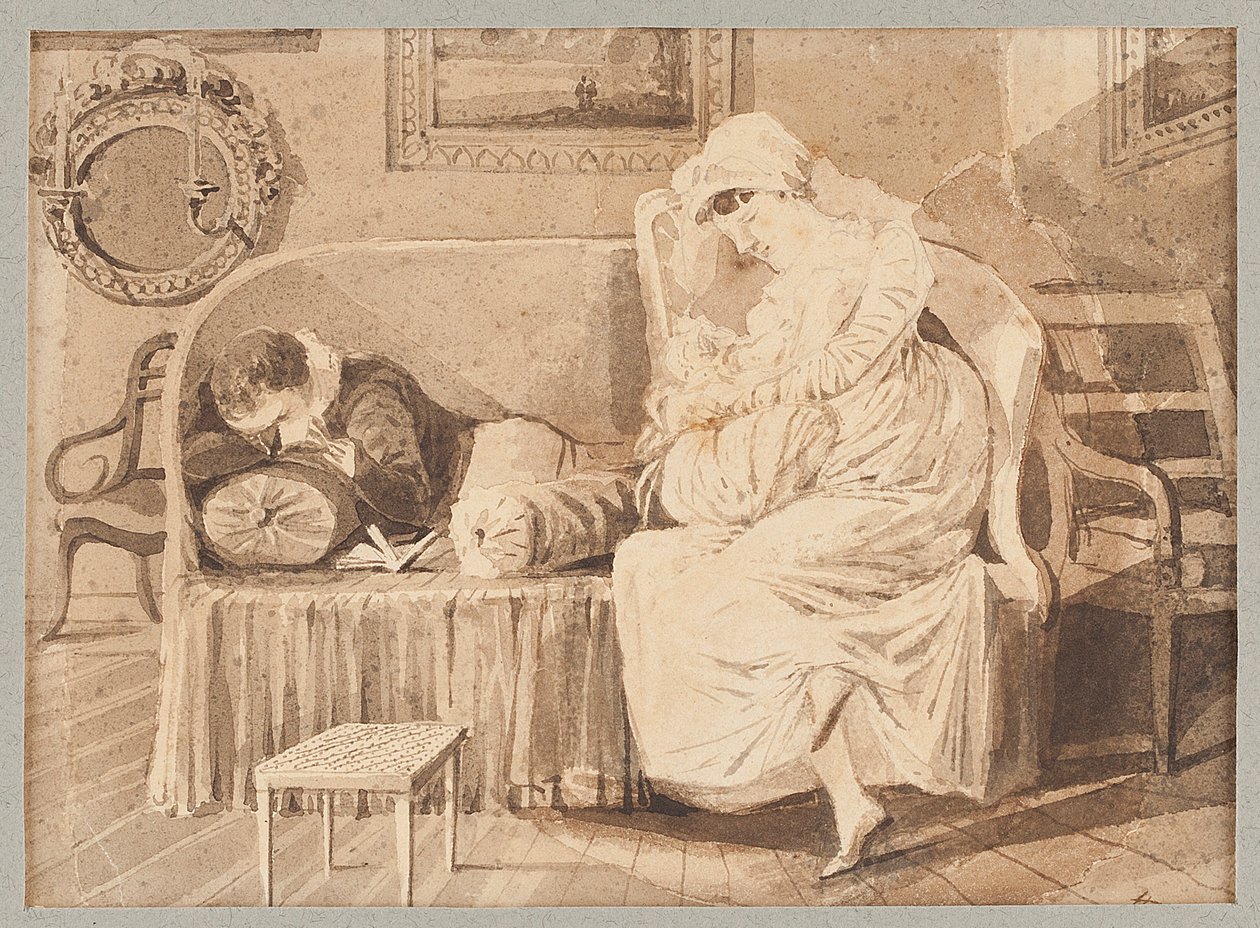ثلاثة على أريكة ، 1805 (مرحاض على ورق) بواسطة جون هاردن