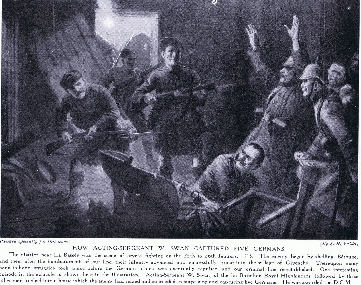 كيف أسر الرقيب دبليو سوان خمسة ألمان في جيفنشي يناير 1915 بواسطة جون هاريس فالدا