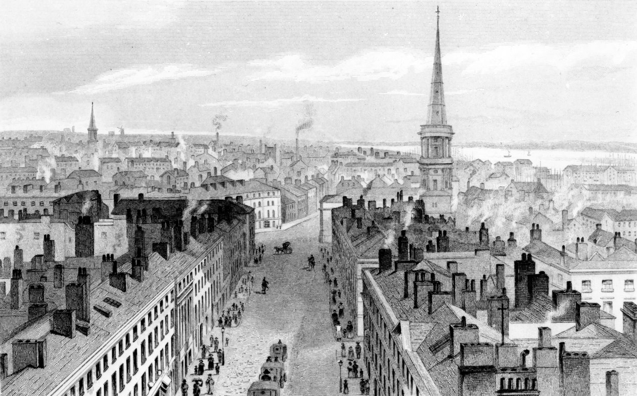 ليفربول من تاون هول ، باتجاه الجنوب ، نقش جون روجرز ، c.1830 بواسطة جون هاروود
