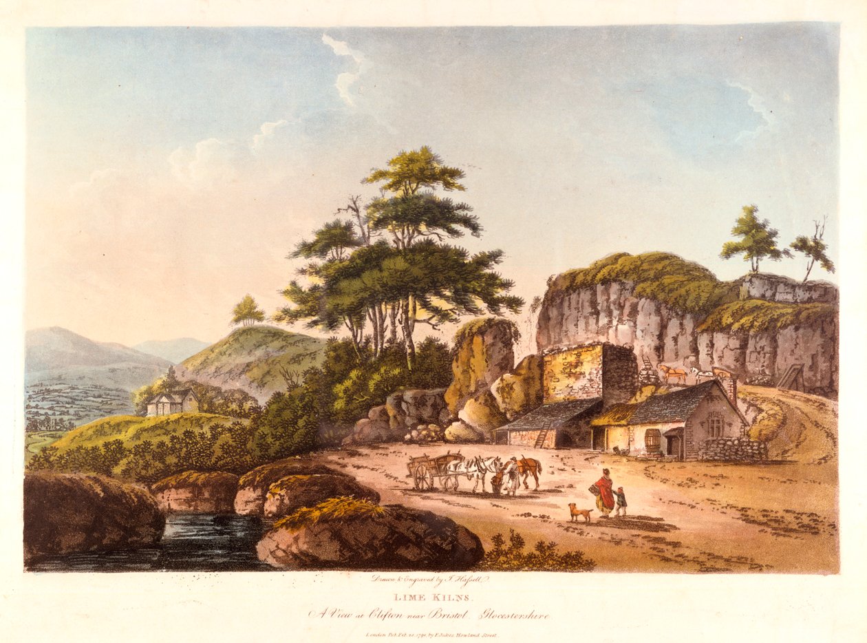 أفران الجير. منظر في كليفتون بالقرب من بريستول ، جلوسيسترشاير ، 1798. بواسطة جون هاسل