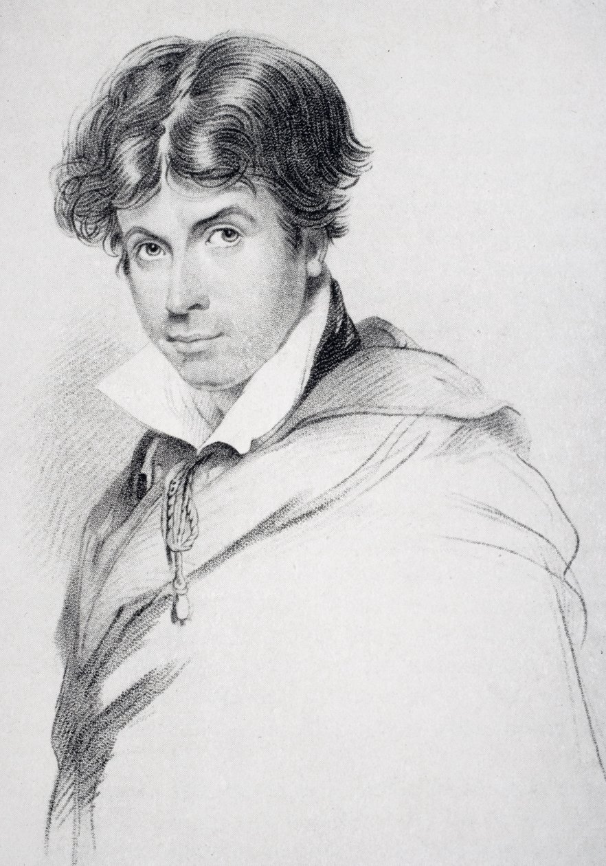 جيمس هنري لي هانت (1784-1859) عمره 44 عامًا ، نقش بواسطة هنري ماير (1844-99) من "حياة تشارلز لامب ، المجلد الأول" بقلم إيف لوكاس ، نُشر عام 1905 بواسطة جون هايتر