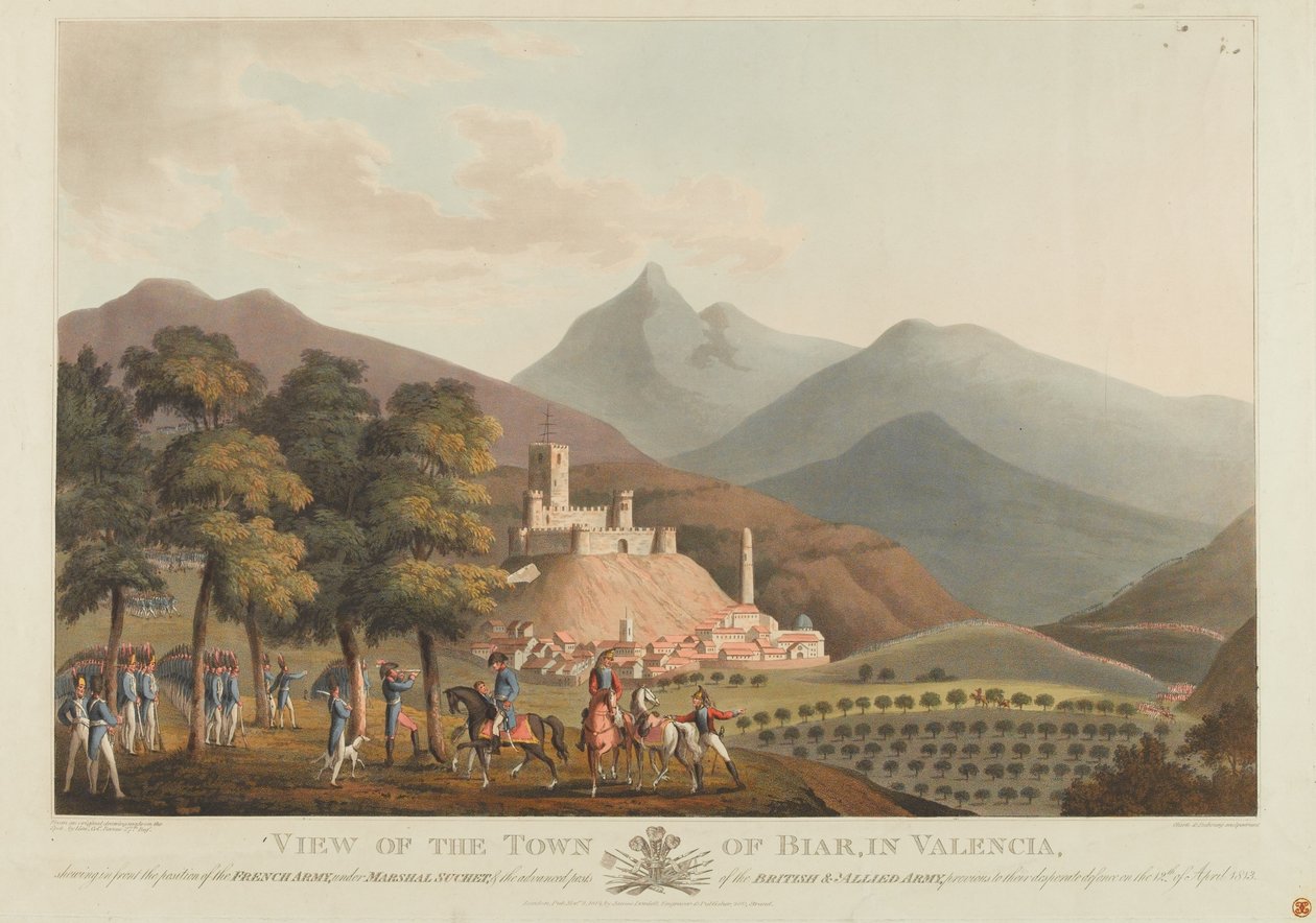 منظر لبلدة بريار ، فالنسيا ، محفور بدوبورج ، 1814 (ألوان مائية) بواسطة جون هيفيسايد كلارك