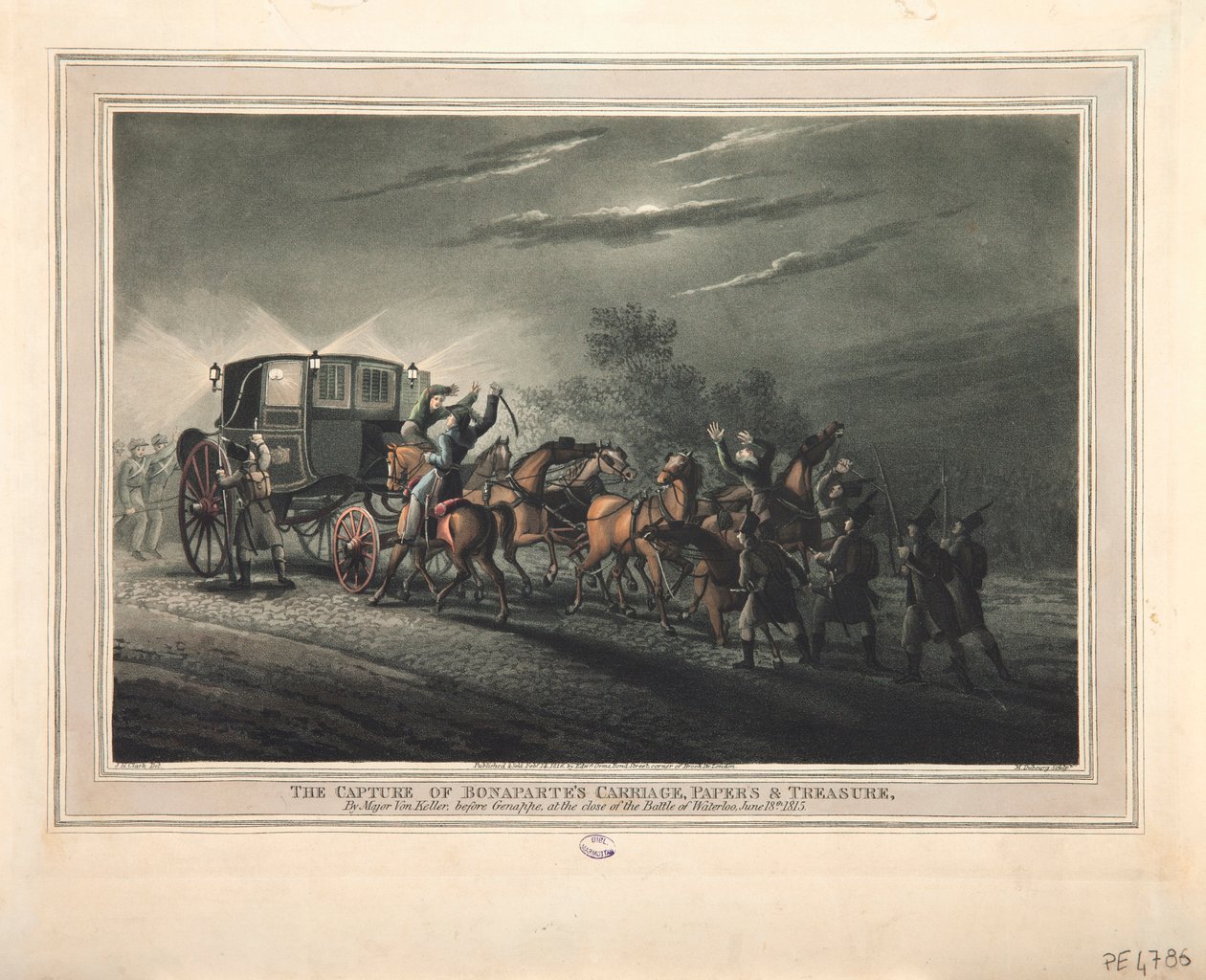 الاستيلاء على عربة وأوراق وكنز بونابرت بواسطة الرائد فون كيلر ، 1816 بواسطة جون هيفيسايد كلارك