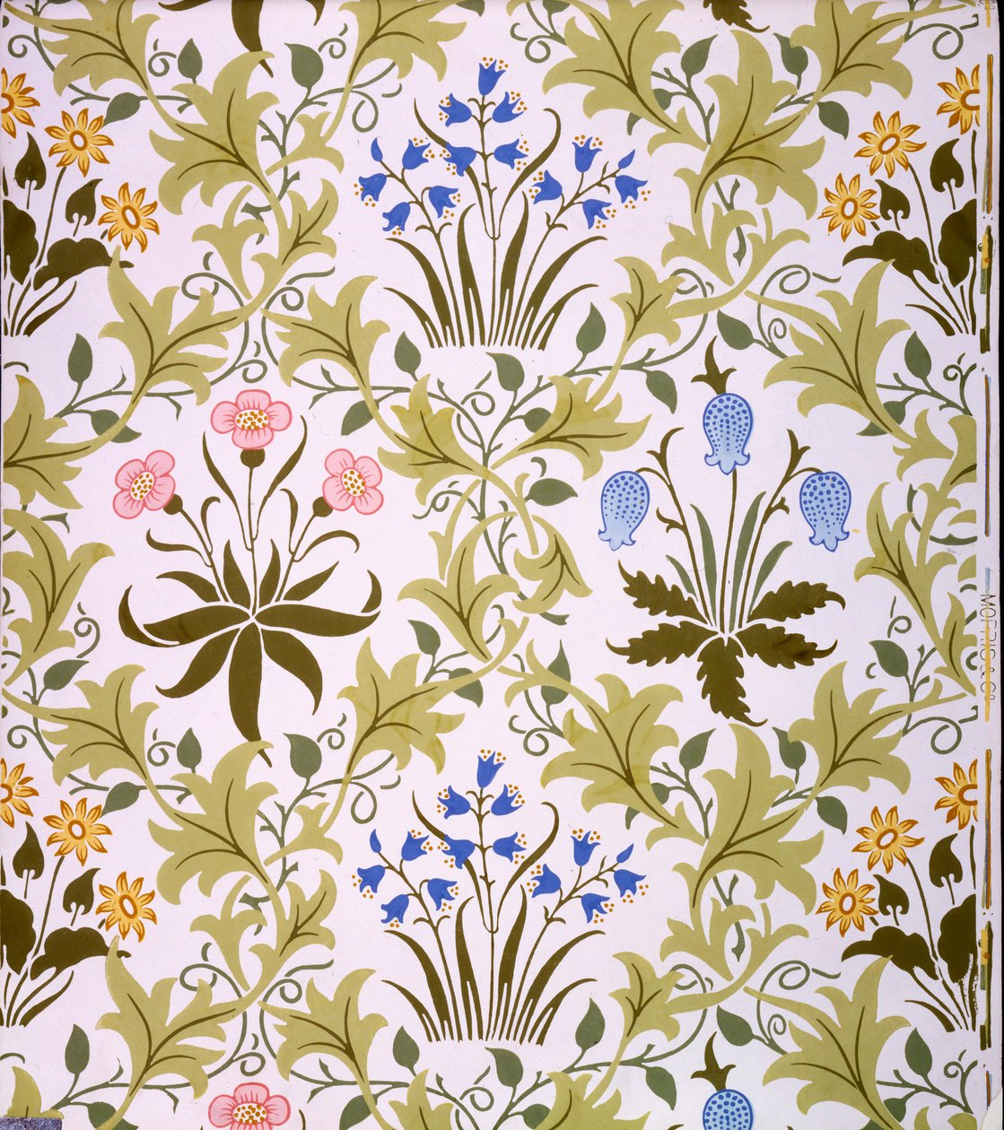 تصميم خلفيات Celandine ، أواخر عام 1896 (طباعة كتلة خشبية ملونة على الورق) بواسطة جون هنري ديرل