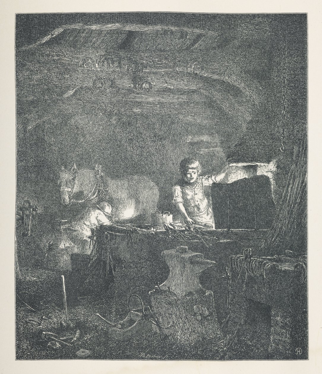 لوحة 13. حداد.  صور الطبيعة. سلسلة من ثلاثين رسمًا إيضاحيًا أصليًا رسمها جيه إتش ديل ونقشها آر. باترسون.  جون هنري ديل بواسطة جون هنري ديل