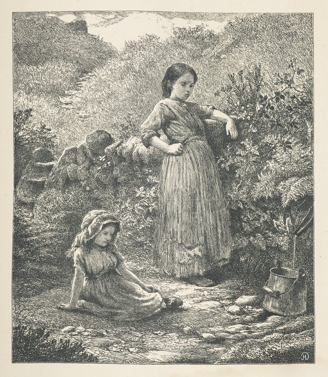 لوحة 16. فتاتان.  صور الطبيعة. سلسلة من ثلاثين رسمًا إيضاحيًا أصليًا رسمها جيه إتش ديل ونقشها آر. باترسون.  جون هنري ديل بواسطة جون هنري ديل