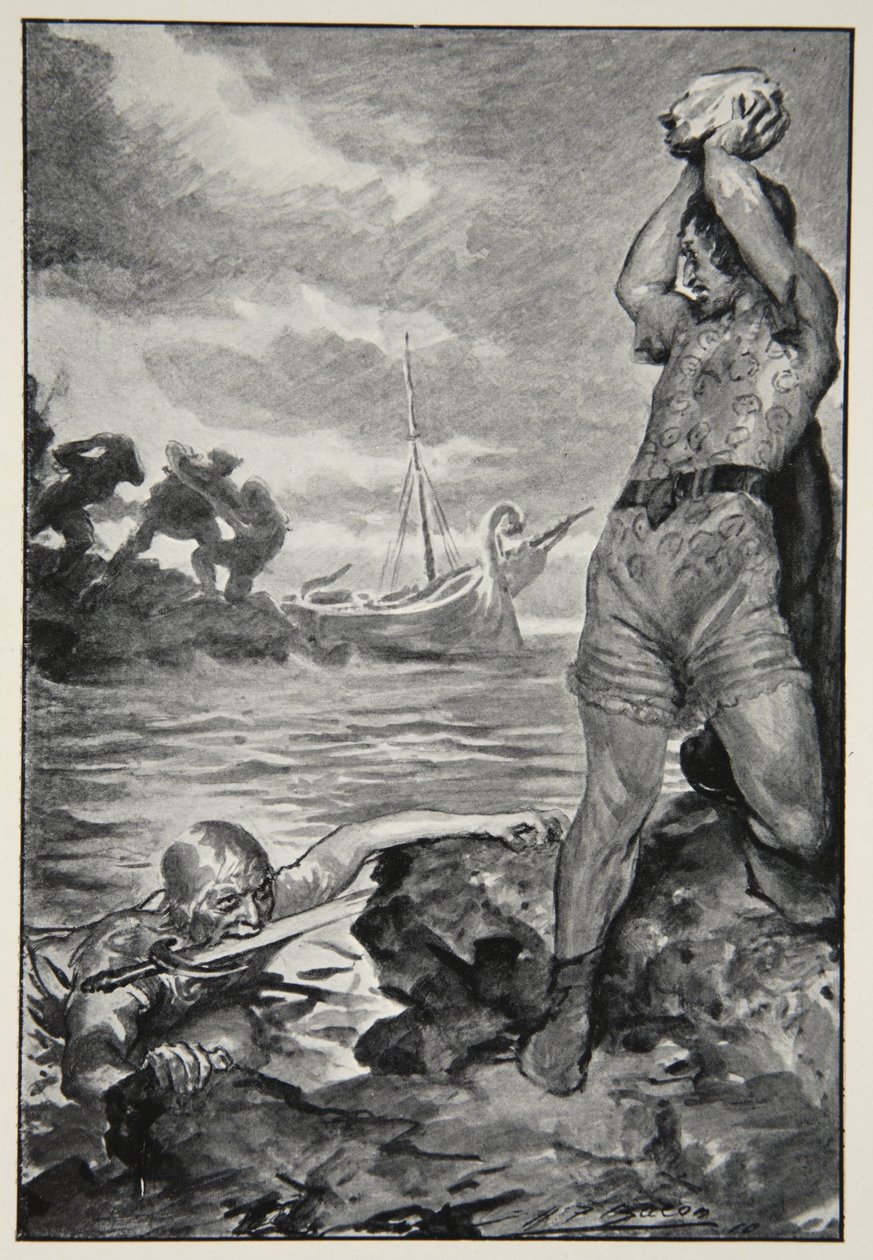 رفع ثوربيون الحجر الضخم ، من "أساطير البطل وأساطير العرق البريطاني" بقلم MI Ebbutt ، 1910 بواسطة جون هنري فريدريك بيكون