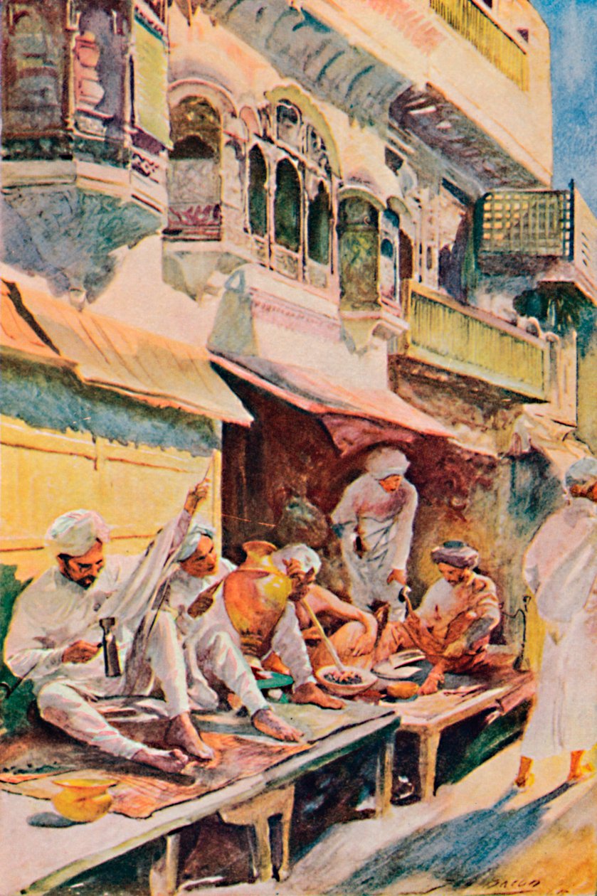 عمال في بازار هندي ، 1913 بواسطة جون هنري فريدريك بيكون