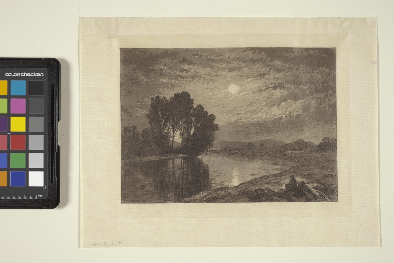 ضوء القمر على Androscoggin (حبر ، قلم رصاص ، قلم رصاص) بواسطة جون هنري هيل