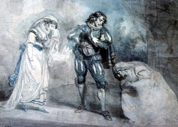 بيير دو تيريل ، Chevalier de Bayard (1476-1524) مع الأرملة وابنتها بواسطة جون هودجز بينويل