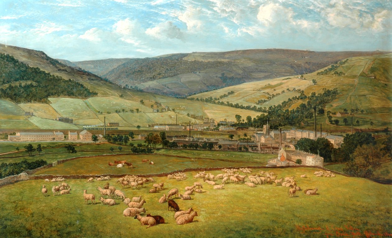 Mytholmroyd & Cragg Vale من Ewood Hall ، 1869 بواسطة جون هولاند