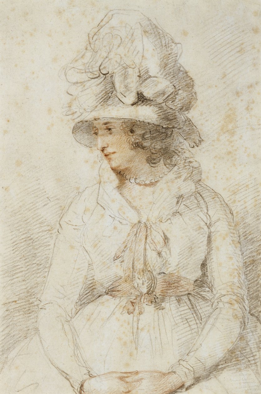صورة لسيدة ، 1780 (طباشير أسود وأحمر مع أبيض على ورق مصقول) بواسطة جون هوبنر