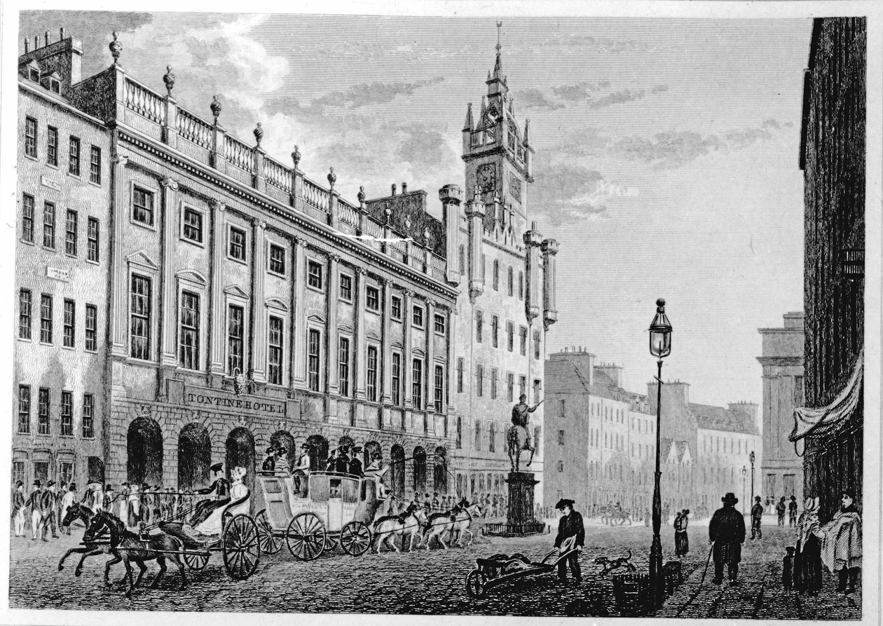 منظر لقاعة المدينة ، تبادل ، غلاسكو ، نقشها جوزيف سوان ، 1828 بواسطة جون نوكس