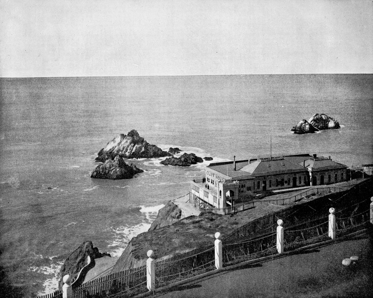 Cliff House and Seal Rocks ، جولدن جيت ، كاليفورنيا ، الولايات المتحدة الأمريكية ، 1893. بواسطة جون ل. ستودارد