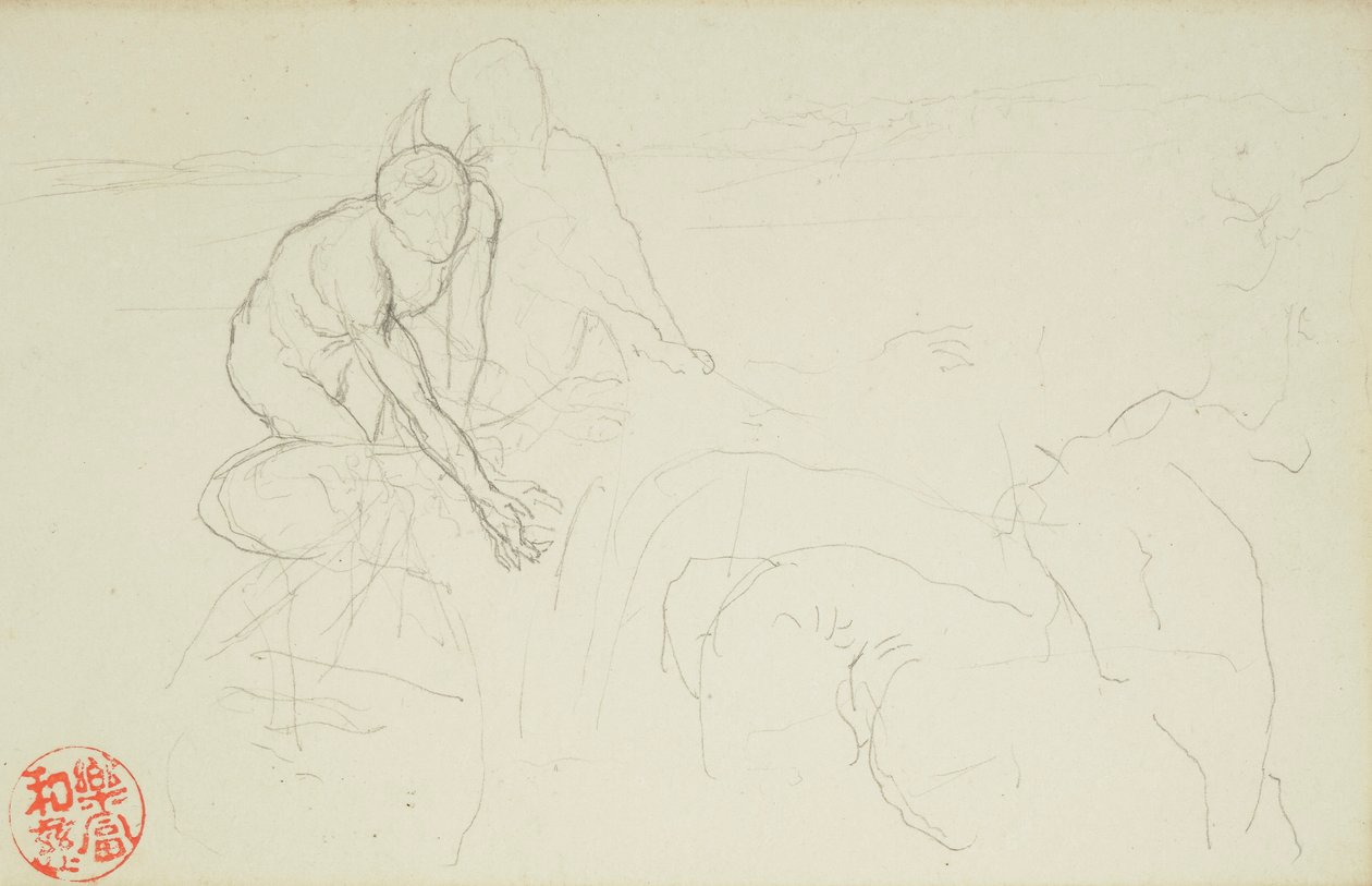 Achilles and Xanthus ، من صحائف La Farge # 849 و # 860 ، واحدة من 42 رسمًا بواسطة جون لا فارج