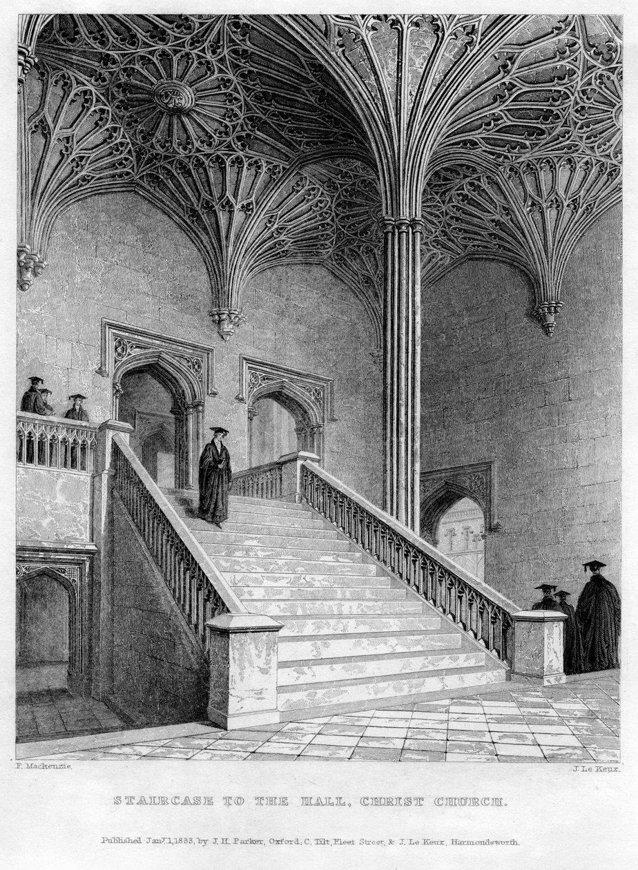 درج إلى القاعة ، كنيسة المسيح ، جامعة أكسفورد ، 1833. بواسطة جون لو كيوكس