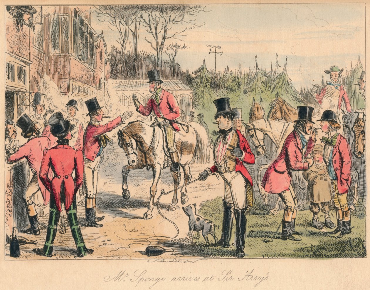 'السيد. سبونج يصل إلى Sir Arry's ، 1865. الفنانين: John Leech ، Hablot Knight Browne. بواسطة جون ليش ، هابلوت نايت براون