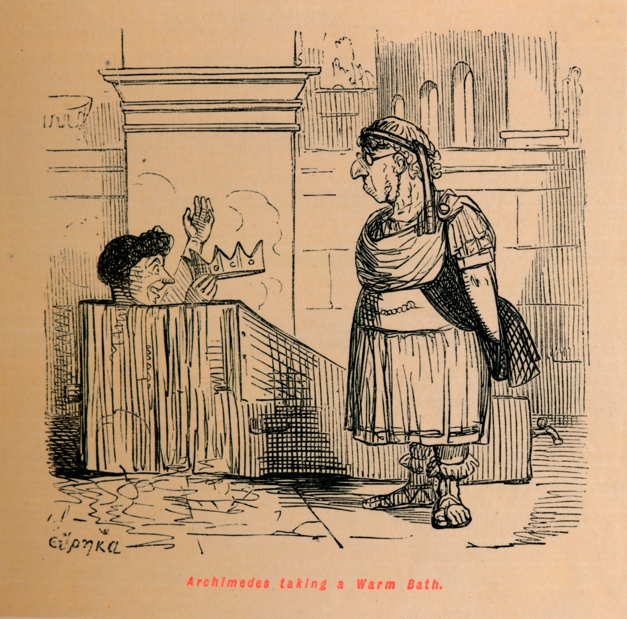 أرخميدس يأخذ حمامًا دافئًا ، 1852 بواسطة جون ليتش