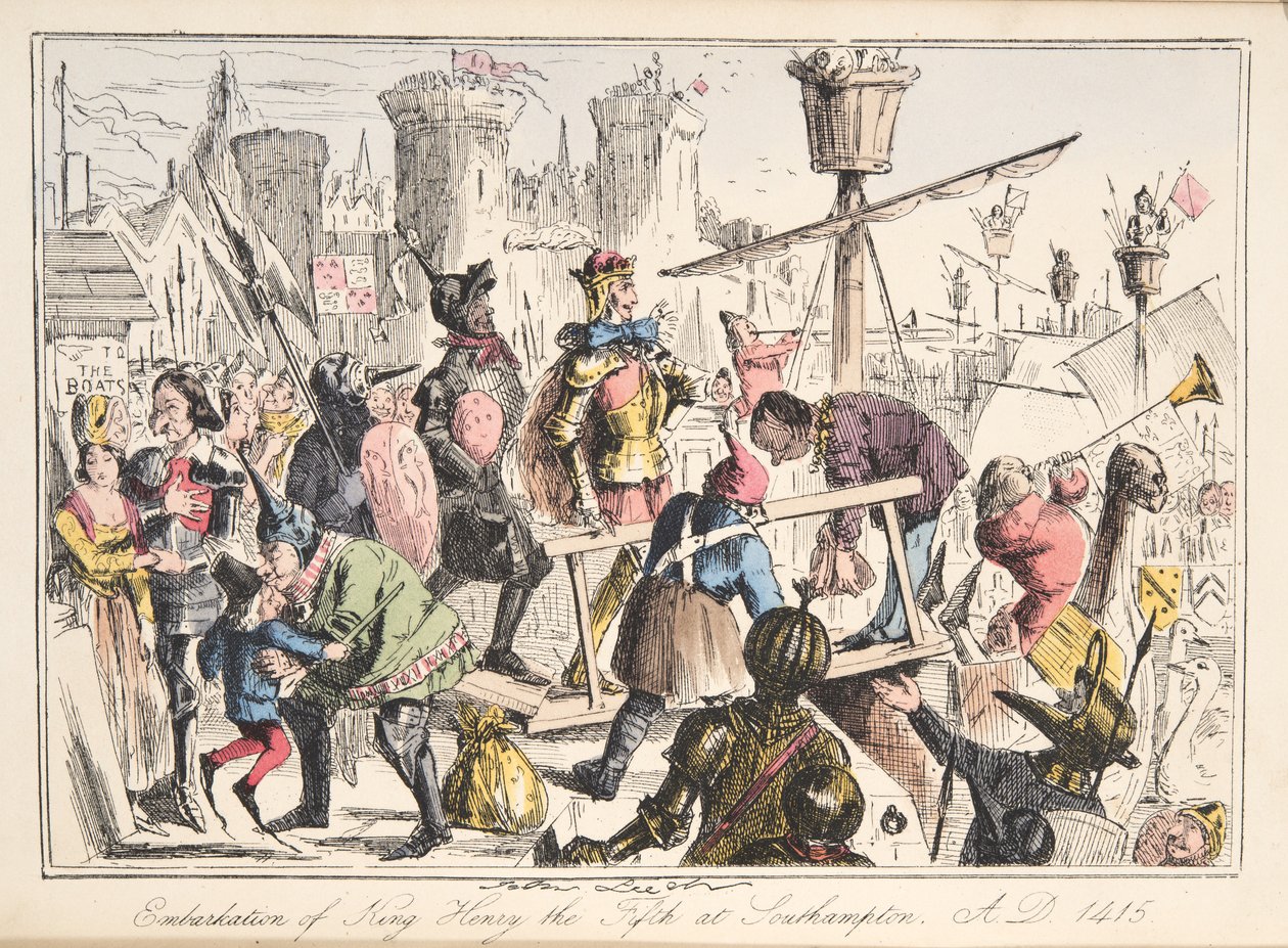 صعود هنري الخامس في ساوثامبتون ، 1415 بعد الميلاد ، من التاريخ الهزلي لإنجلترا ، حانة. 1864 (النقش اليدوي) بواسطة جون ليتش
