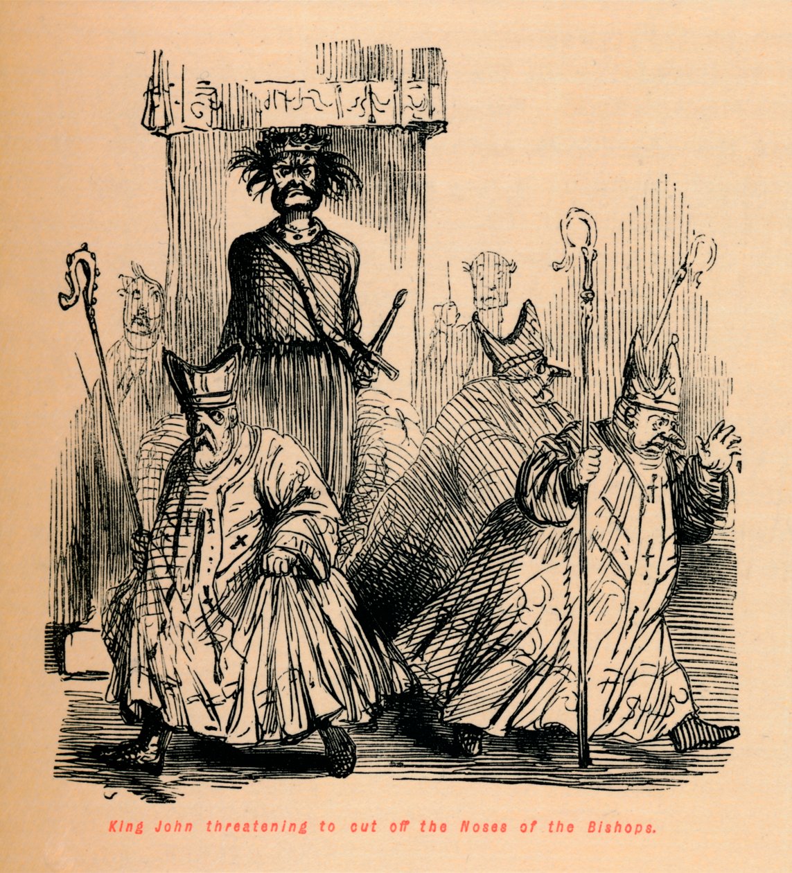 الملك جون يهدد بقطع أنوف الأساقفة ، c1860 ، c1860 بواسطة جون ليتش