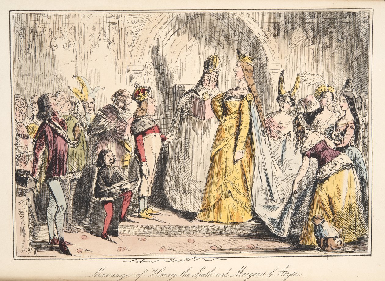 زواج هنري السادس ، مع مارغريت أنجو ، من التاريخ الهزلي لإنجلترا ، حانة. 1864 (النقش اليدوي) بواسطة جون ليتش