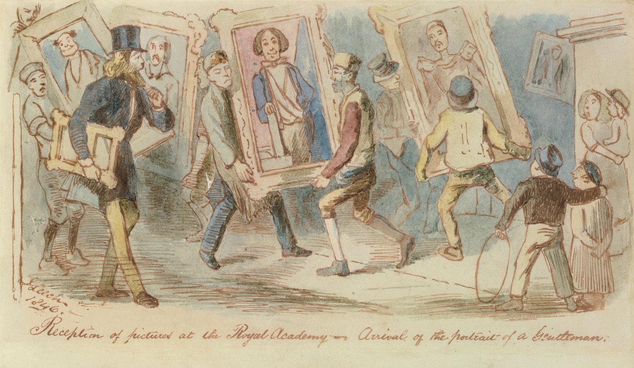 استقبال صور في الأكاديمية الملكية - وصول صورة رجل نبيل ، 1846 (قلم وحبر ومرحاض) بواسطة جون ليتش
