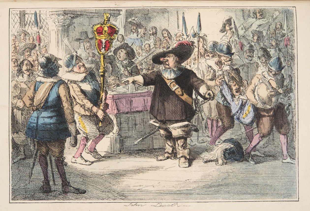 خذ هذا البابلي ، كرومويل الذي يحل البرلمان الطويل ، من التاريخ الهزلي لإنجلترا ، الحانة. 1864 (النقش اليدوي) بواسطة جون ليتش