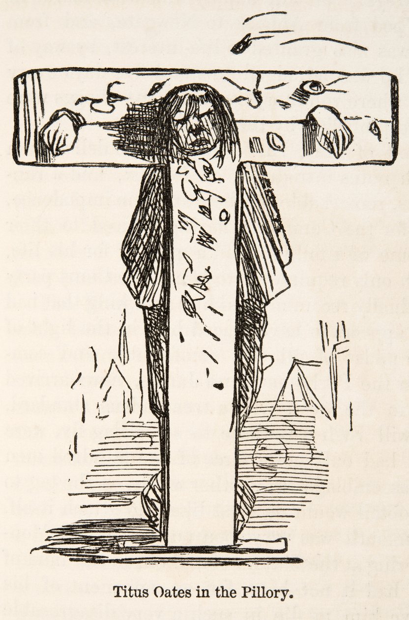تيتوس أوتس في العمود ، من التاريخ الهزلي لإنجلترا ، حانة. 1864 بواسطة جون ليتش