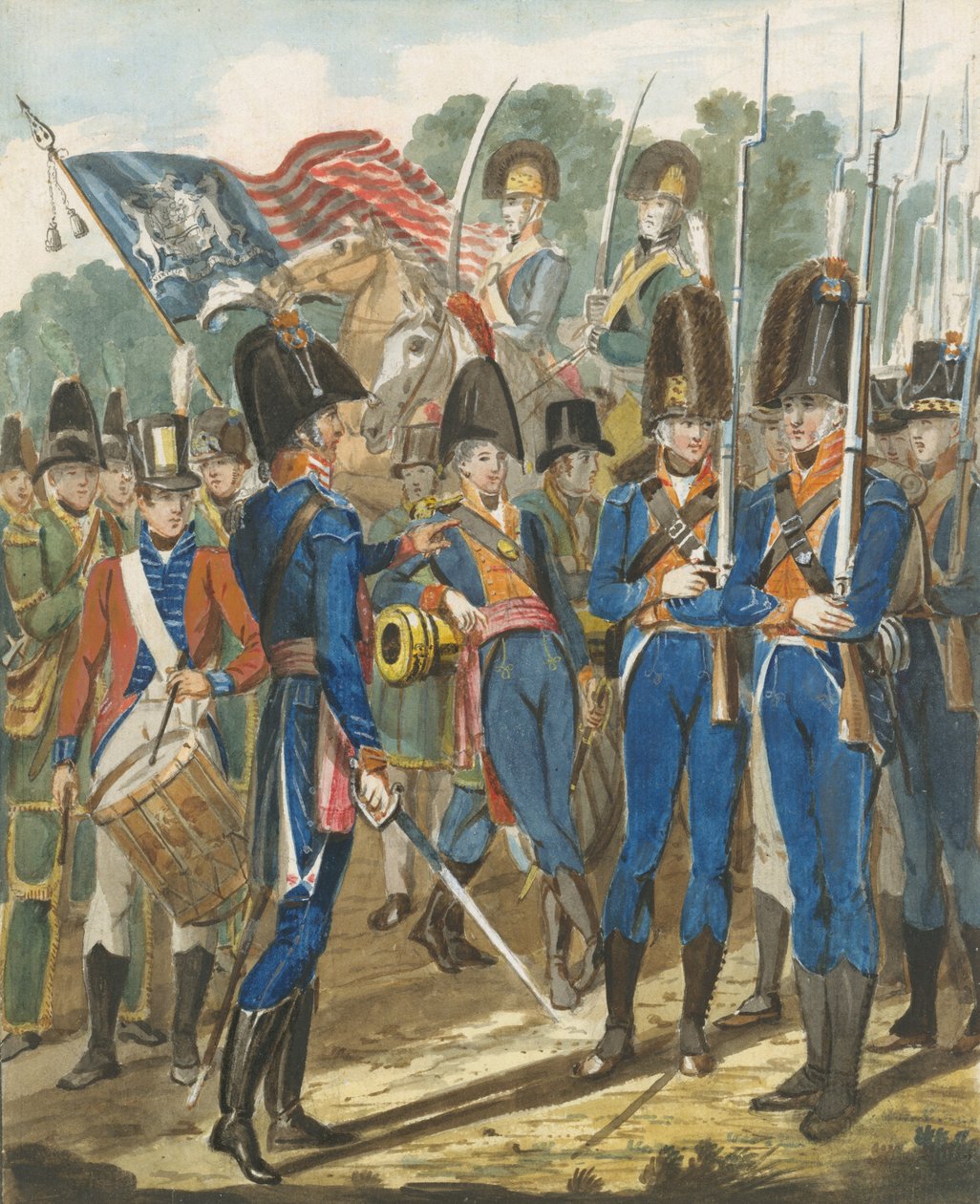 أعضاء قوات المدينة وجنود فيلادلفيا الآخرين ، 1811-كاليفورنيا. 1813. بواسطة جون لويس كريميل