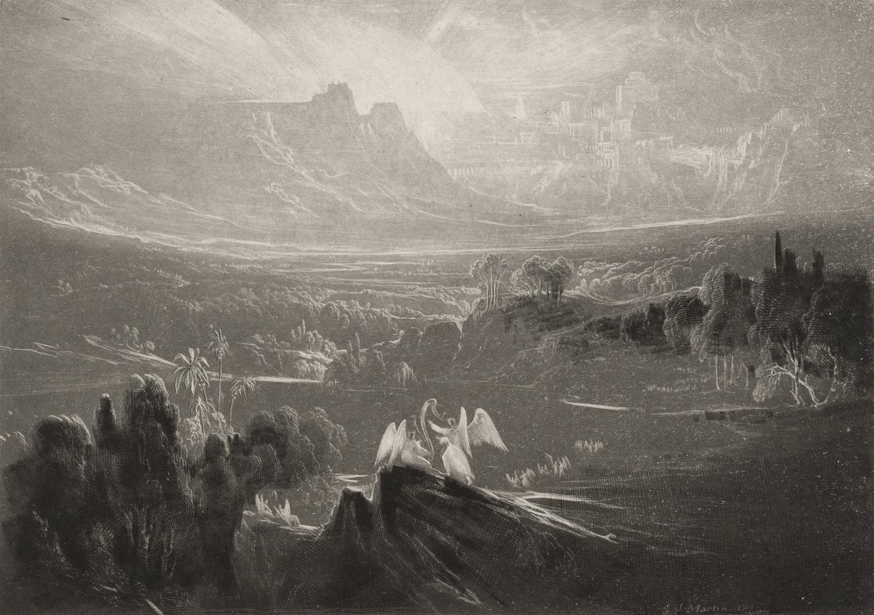 السماء - أنهار النعيم ... ، c.1827 (mezzotint) بواسطة جون مارتن