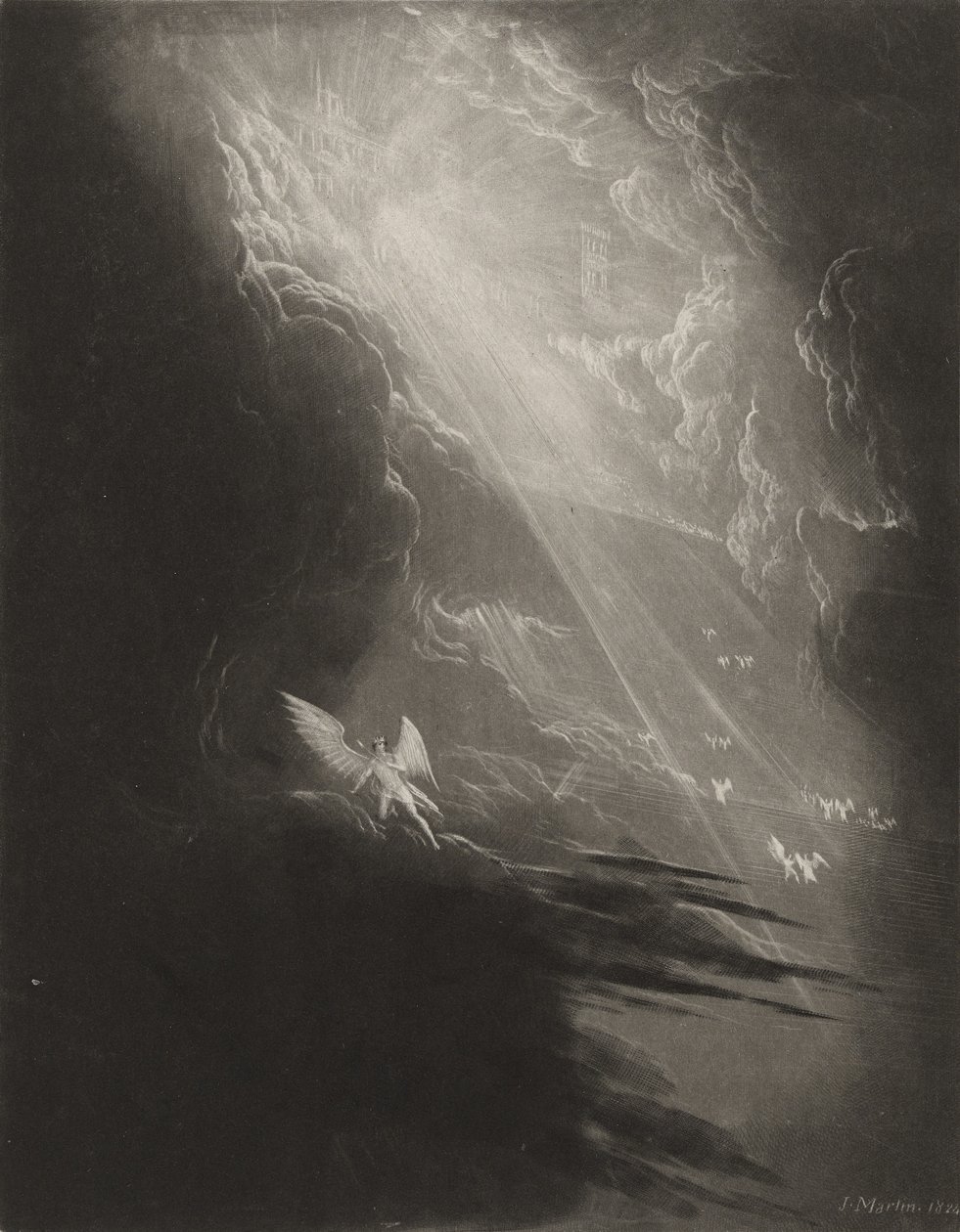 إبليس ينظر إلى الصعود إلى السماء ، ج .1827 (mezzotint) بواسطة جون مارتن