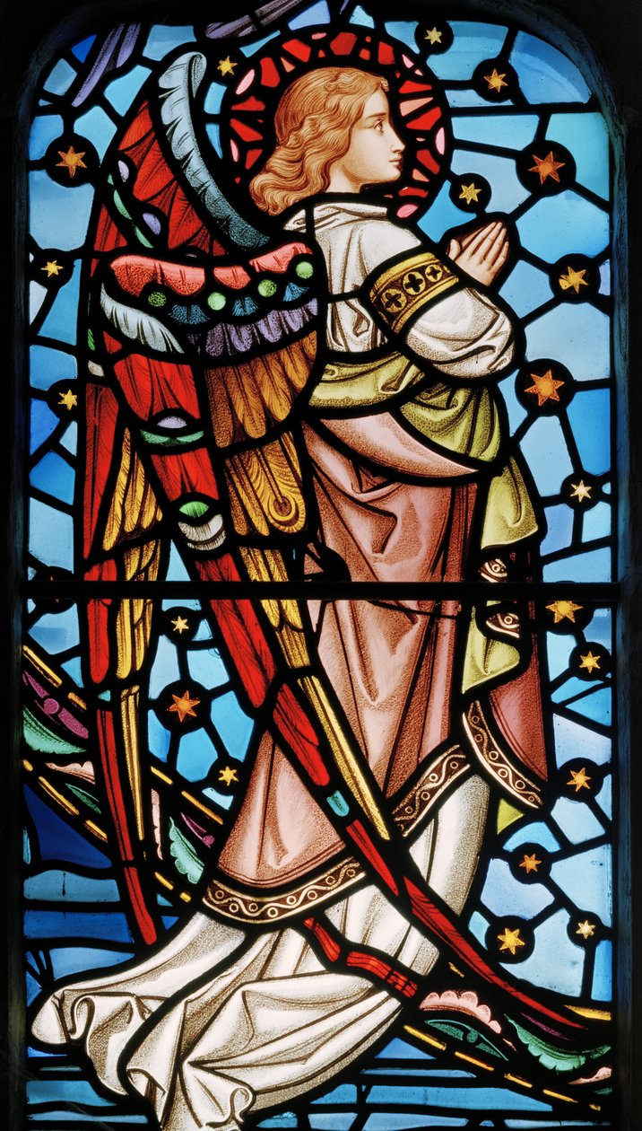 Cuxton ، St Michael ، East Window ، Lavers & Barraud ، John Millner Allen (1827-1902) ، Angel from Christ in Majesty with Saints ، c.1865 بواسطة جون ميلنر ألين