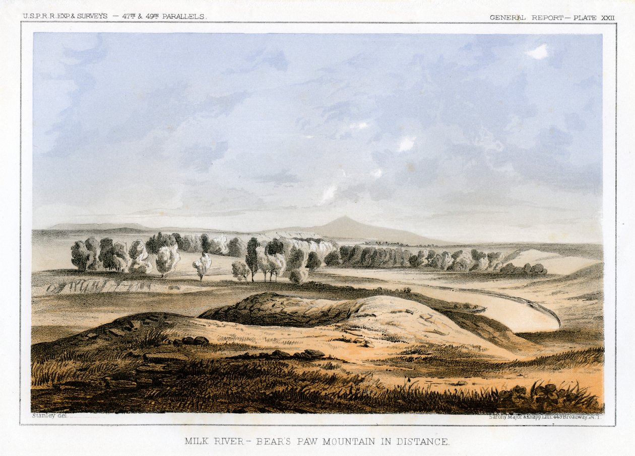 ميلك ريفر ، مع جبل بيرز باو في المسافة ، مونتانا ، الولايات المتحدة الأمريكية ، 1856. بواسطة جون ميكس ستانلي